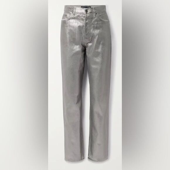 NWT Veronica Beard Daniela Straight-Leg Metallic Jeans size 26 - Picture 4 of 9